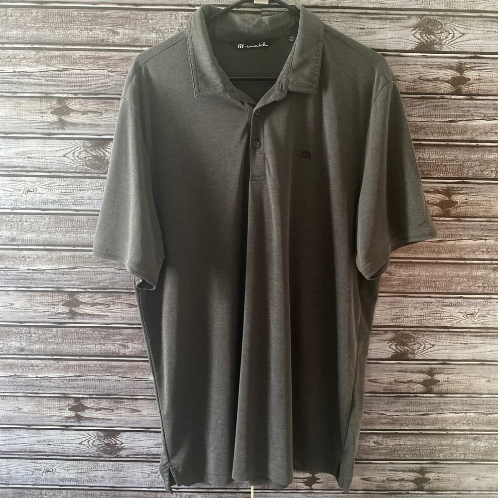Travis Mathew Men's Short-Sleeved Polo Shirt Size XXL Dark Gray Logo